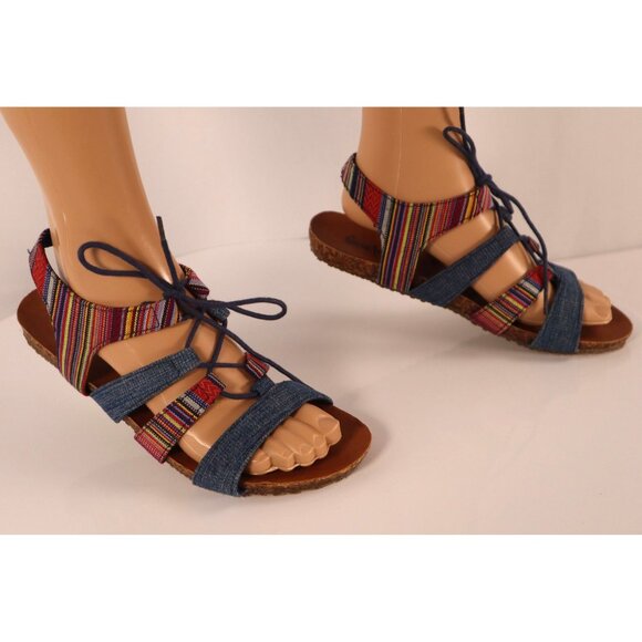 MINNETONKA by Denim & Striped Lace-Up Sandals for Women Size 9 - Picture 3 of 8